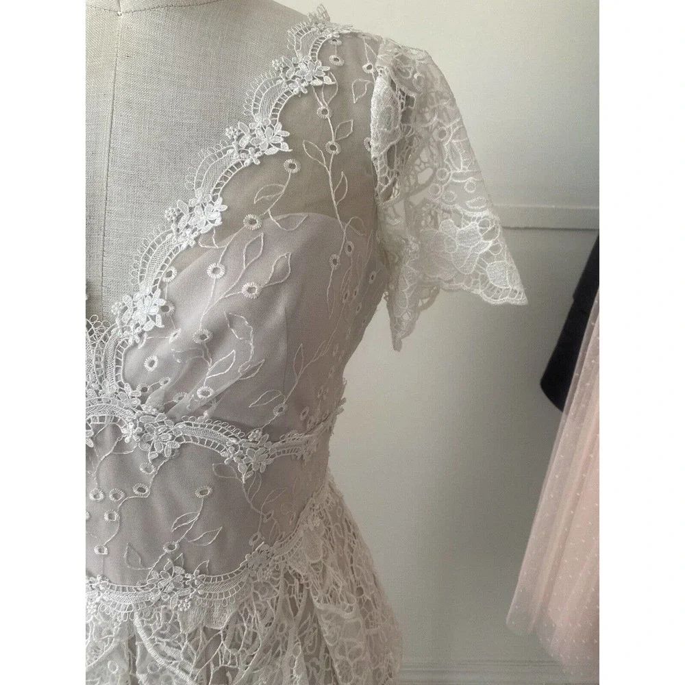New Marchesa Notte Ivory Flared Lace Dress Size 2 - Picture 2 of 4